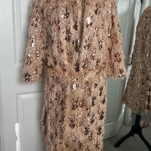 Zara Gold Sequin Long Sleeve Dress